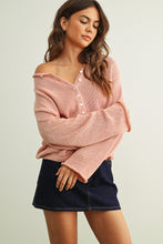 Load image into Gallery viewer, Blush Breeze Henley Cardigan top